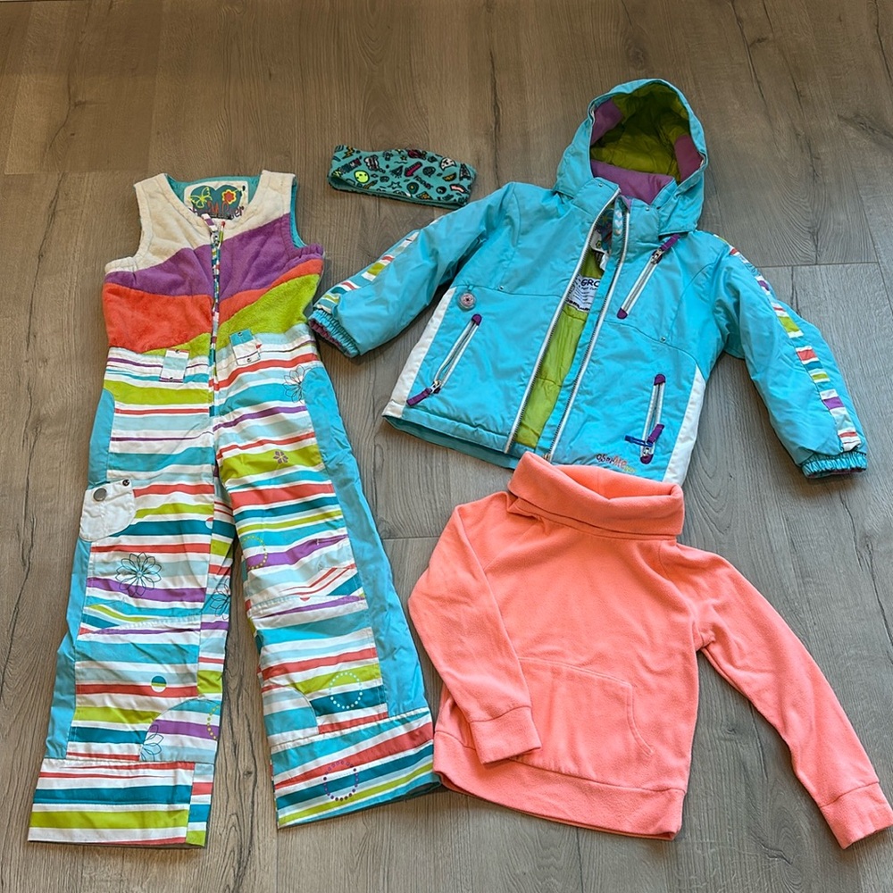 Obermeyer girls ski snow bib and jacket, size 6